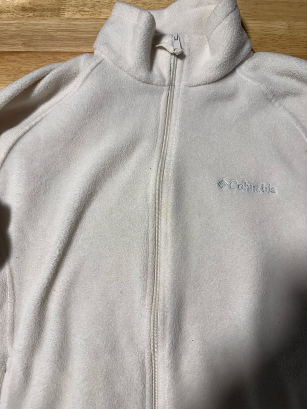 Columbia Fleece Jacket Womens Large Cream Full Zip Lightweight
